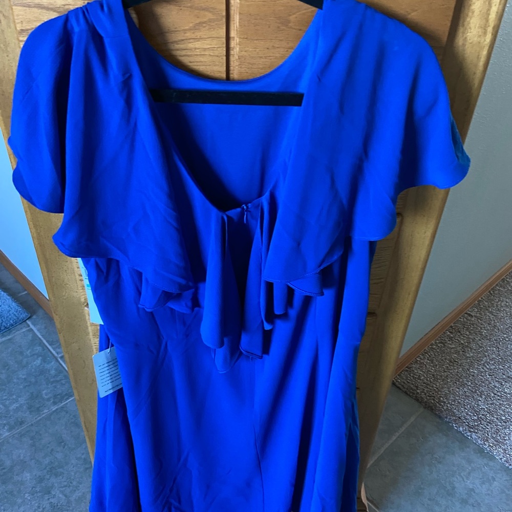 Beautiful blue crepe dress - Picture 2 of 4